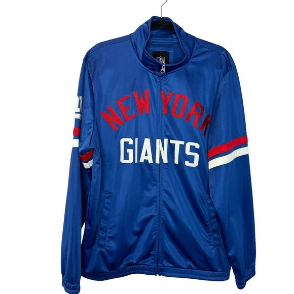 New York Giants NFL Block Logo Men's XL Track Jacket Full Zip Blue - Picture 1 of 11